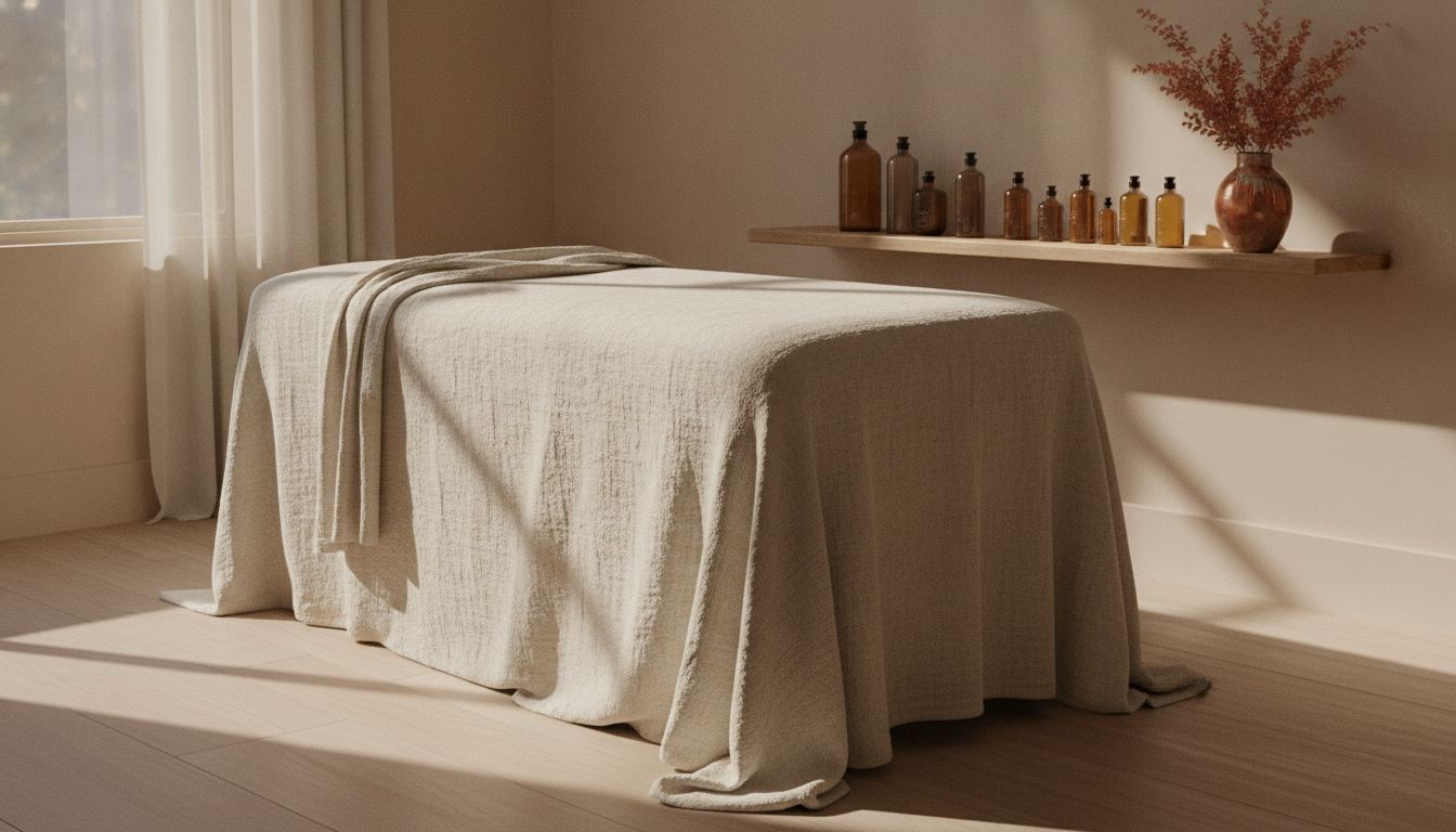 A quiet med spa treatment room in window light